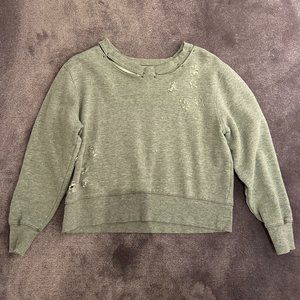 Current Elliot Gray Cropped Distressed Sweatshirt - Size 0